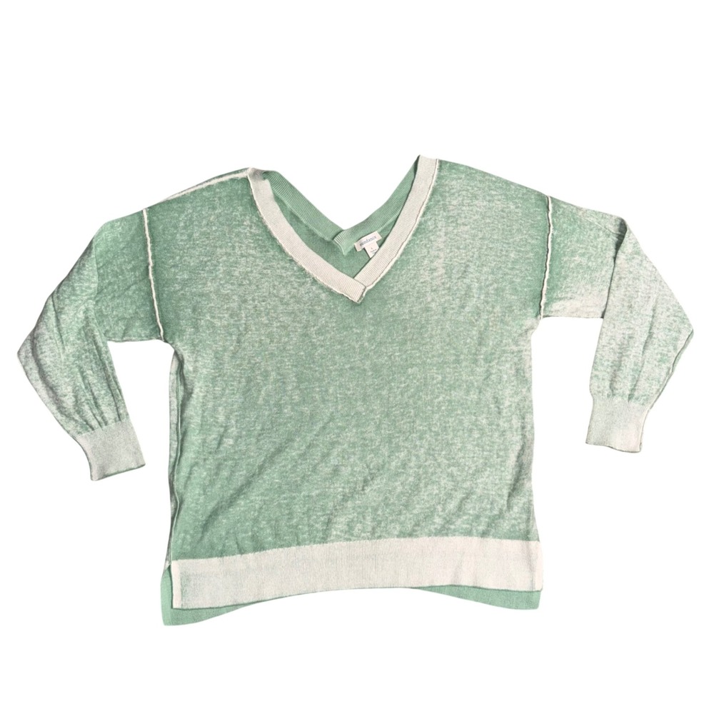 Sundance‎ V-Neck Sweater Womens Large Green Excellent Cotton Knit Boho Relaxed